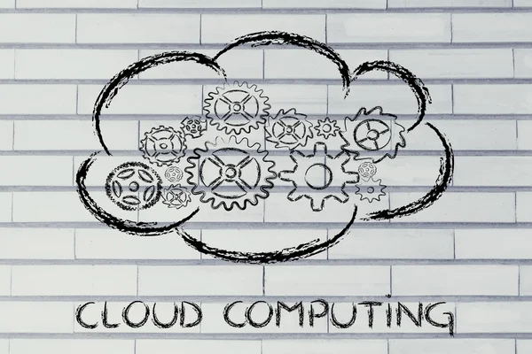 Cloud computing, dispositivi divertenti e cloud design — Foto Stock