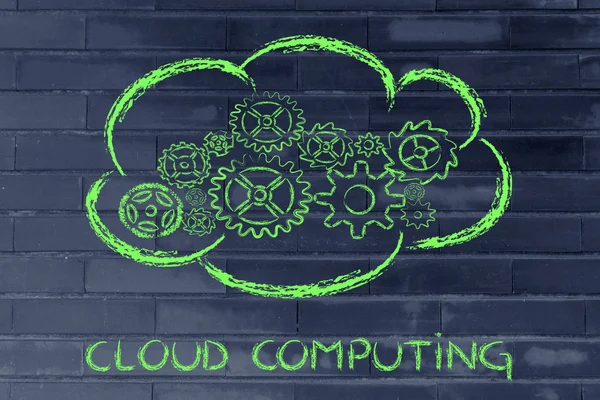 Cloud computing, dispositivi divertenti e cloud design — Foto Stock