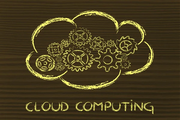 Computación en nube, dispositivos divertidos y diseño en nube — Foto de Stock