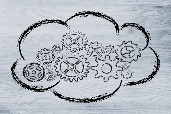 Cloud computing, roliga enheter och cloud design — Stockfoto