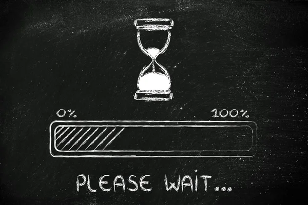 Vänligen vänta timglas illustration med framsteg bomma — Stockfoto