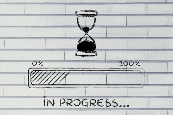 Please wait hourglass illustration with progress bar — Stock Photo, Image