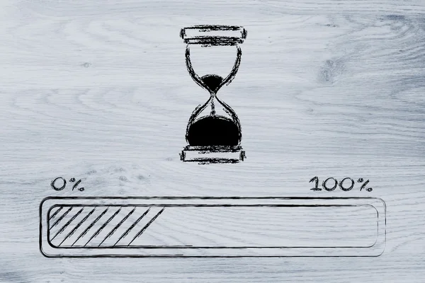 Please wait hourglass illustration with progress bar — Stock Photo, Image