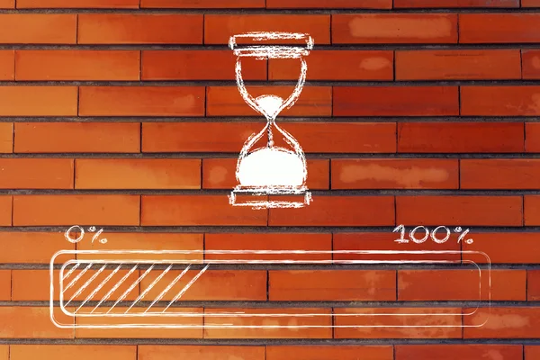 ilerleme çubuğu ile kum saati illüstrasyon lütfen bekleyin
