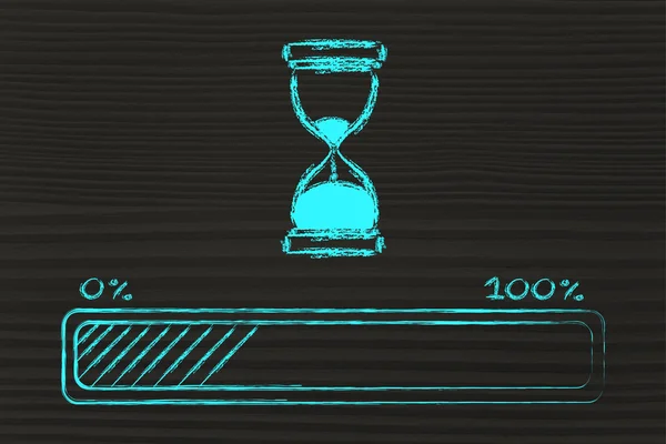 Vänligen vänta timglas illustration med framsteg bomma — Stockfoto