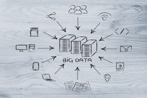 Ilustración de big data, transmisiones de archivos y compartir archivos —  Fotos de Stock