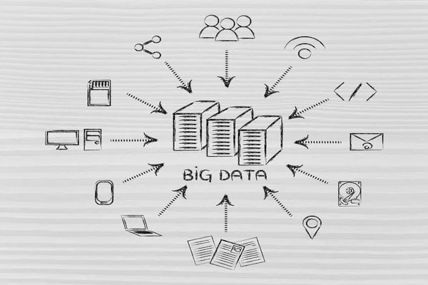 Illustration of big data, file transfes and sharing files — Stock Photo, Image
