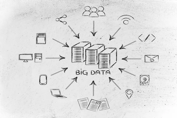 Illustrazione di big data, trasfes di file e condivisione di file — Foto Stock