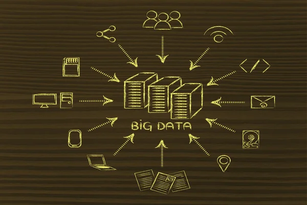 Illustrazione di big data, trasfes di file e condivisione di file — Foto Stock