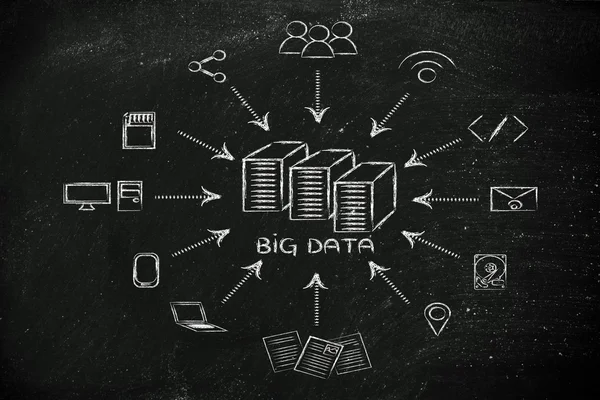 Illustrazione di big data, trasfes di file e condivisione di file — Foto Stock