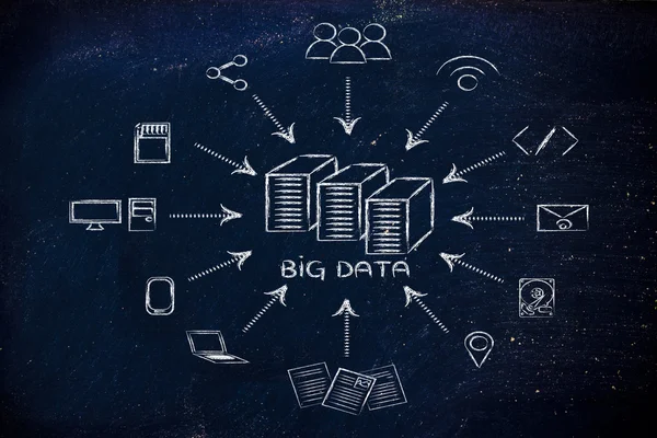 Ilustración de big data, transmisiones de archivos y compartir archivos —  Fotos de Stock