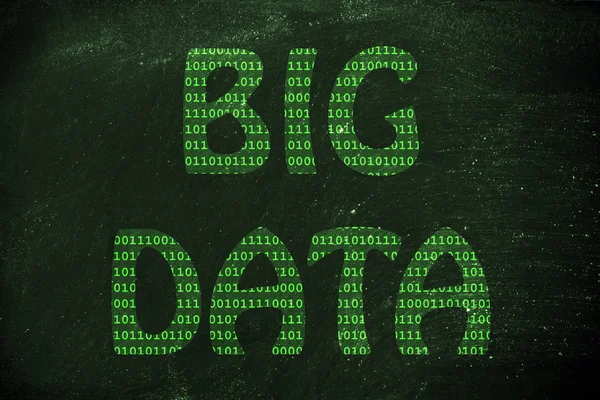 Illustration big data, écriture avec texture de code binaire — Photo