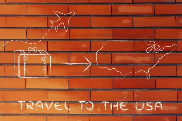 Seyahat endüstrisinin: uçak ve Bagaj Amerika'ya gidiyor — Stok fotoğraf