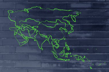 Dünya Haritası ve kıta: kenarlıklar ve Asya ve Orta Doğu Devletleri