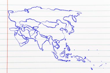 Dünya Haritası ve kıta: kenarlıklar ve Asya ve Orta Doğu Devletleri