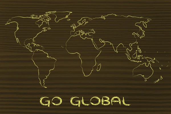 World map design: go global — Stock Photo, Image