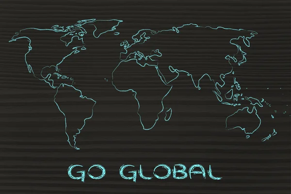 Världen karta design: gå globalt — Stockfoto