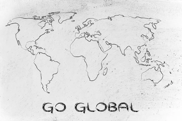 World map design: go global — Stock Photo, Image