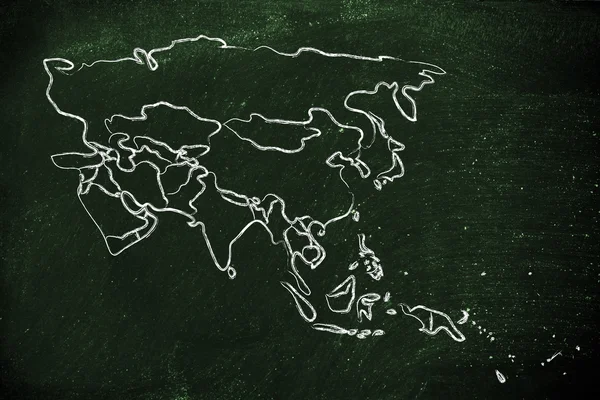 Mappa del mondo e continenti: confini e stati dell'Asia e del Medio Oriente — Foto Stock
