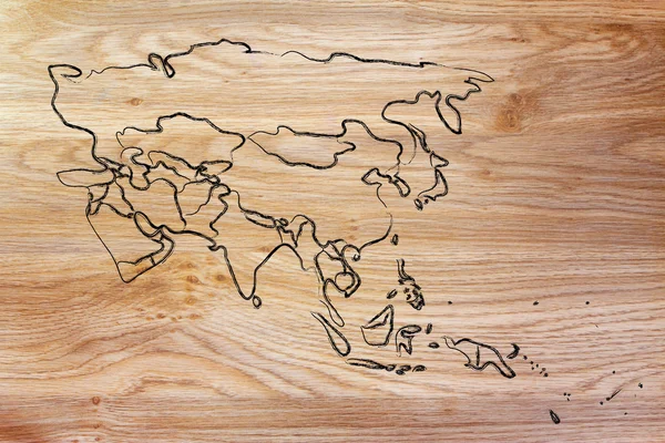 Mapa del mundo y continentes: fronteras y estados de Asia y Oriente Medio —  Fotos de Stock