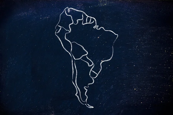 World map and continents: borders and states of South America — Stock Photo, Image