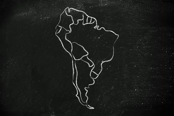 World map and continents: borders and states of South America — Stock Photo, Image