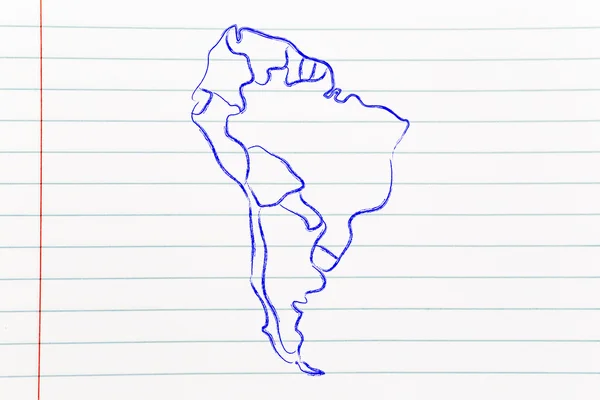 Maailmankartta ja maanosat: Etelä-Amerikan rajat ja osavaltiot — kuvapankkivalokuva