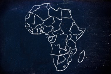 Dünya Haritası ve kıta: kenarlıklar ve Afrika Birleşik Devletleri