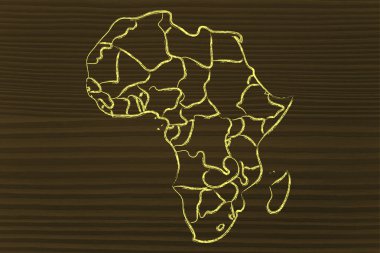 Dünya Haritası ve kıta: kenarlıklar ve Afrika Birleşik Devletleri