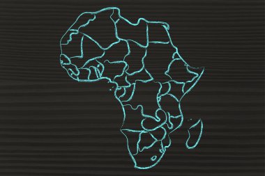 Dünya Haritası ve kıta: kenarlıklar ve Afrika Birleşik Devletleri