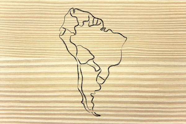 Mapa del mundo y continentes: fronteras y estados de América del Sur —  Fotos de Stock