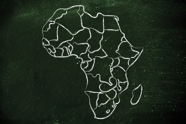 世界地図、大陸: 罫線とアフリカの州 — ストック写真