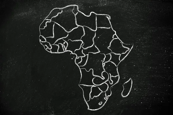 World map and continents: borders and states of Africa — Stock Photo, Image