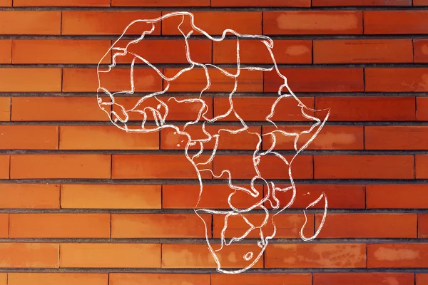 World map and continents: borders and states of Africa — Stock Photo, Image