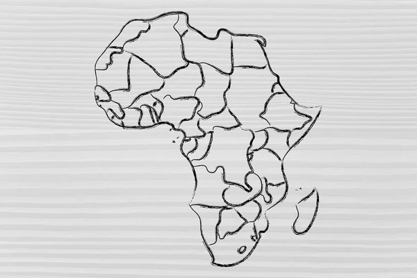 Dünya Haritası ve kıta: kenarlıklar ve Afrika Birleşik Devletleri — Stok fotoğraf