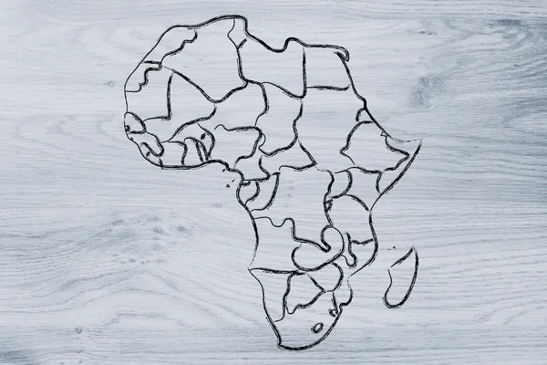 World map and continents: borders and states of Africa — Stock Photo, Image