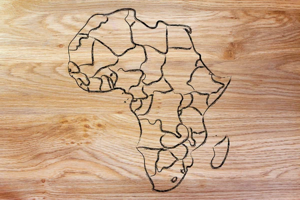 Карта мира и континенты: границы и государства Африки — стоковое фото
