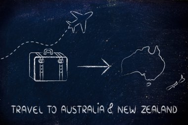 Seyahat Sanayi: uçak ve Avustralya ve Yeni Zelanda için gidiş Bagaj
