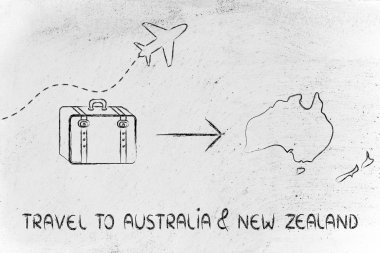 Seyahat Sanayi: uçak ve Avustralya ve Yeni Zelanda için gidiş Bagaj