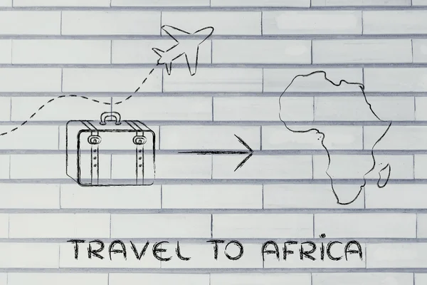 旅游行业: 飞机及行李去非洲 — 图库照片