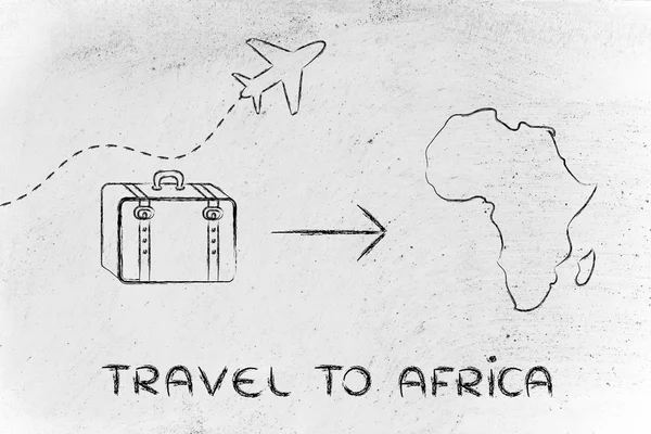 Reisebranche: Flugzeug und Gepäck nach Afrika — Stockfoto