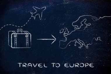 seyahat endüstrisinin: uçak ve Avrupa'ya gidecek Bagaj