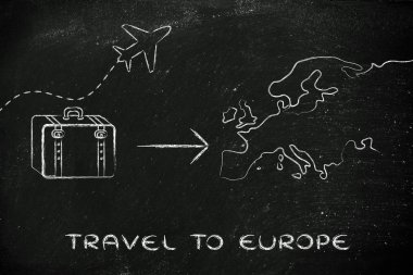 seyahat endüstrisinin: uçak ve Avrupa'ya gidecek Bagaj