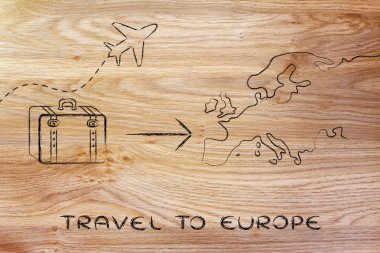 seyahat endüstrisinin: uçak ve Avrupa'ya gidecek Bagaj
