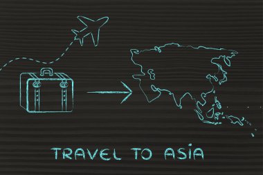 seyahat endüstrisinin: uçak ve Asya'ya gidecek Bagaj