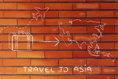 seyahat endüstrisinin: uçak ve Asya'ya gidecek Bagaj