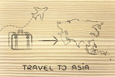 seyahat endüstrisinin: uçak ve Asya'ya gidecek Bagaj