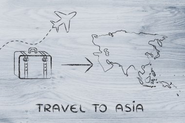 seyahat endüstrisinin: uçak ve Asya'ya gidecek Bagaj