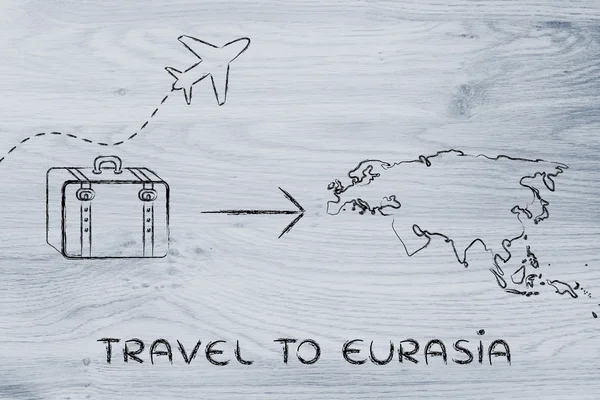 Industrie du voyage : avion et bagages à destination de l'Eurasie — Photo