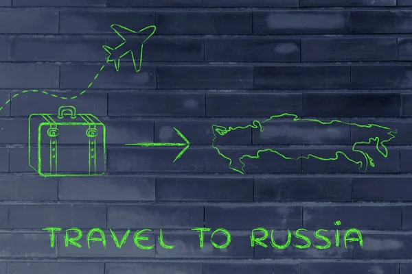 Cestovního ruchu: letadlo a jedou do Ruska — Stock fotografie